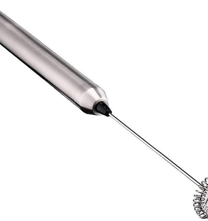 Milk Frother Handheld Electric Milk Foamer Portable Mini Mixer Machine Stainless Steel Touch Handheld Espresso Mixer Battery Operated Frother Coffee Stirrer Maker for Hot Chocolate Coffee