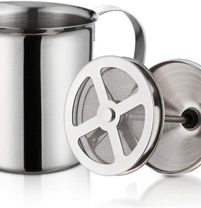 304 Stainless Steel Double-layer Manual Foamer for Milk Coffee, etc. (27 oz)