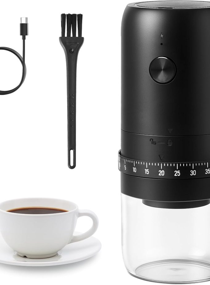 Portable Electric Coffee Grinder with 40 Adjustable Settings, Conical coffee grinder, Coffee Bean Grinding Machine with Conical Coffee Grinder 1800mAh Rechargeable for Travel, Home