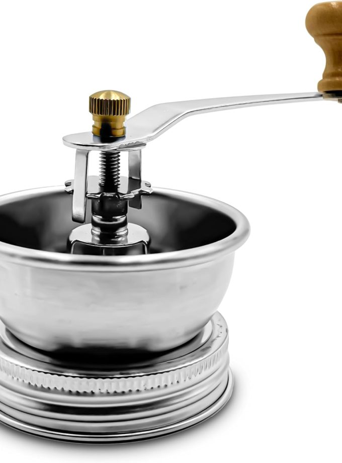 Stainless Steel Coffee Grinder Lid Attachment for Regular Mouth Mason Jars - Manual Crank  Grinder for Fresh Coffee, Ideal for Camping, Home Barista, Rust Proof Ceramic Mechanism