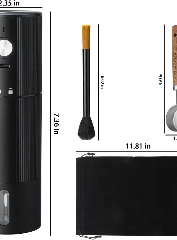 Portable Coffee Grinder Electric Coffee Grinder with 45 Adjustable Settings, Rechargeable Coffee Grinders for Espresso, Travel, Camping and Office (Black)