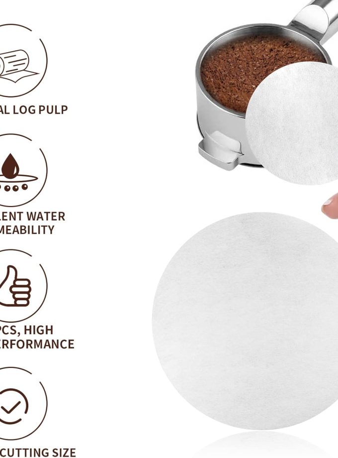 500 Pcs Coffee Paper Filter for Espresso Coffee Maker, 58 mm Unbleached Espresso Filter Puck Screen Paper Compatible with , Coffee and Other Espresso Machine