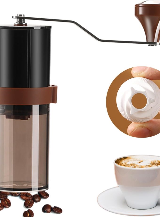 Portable Manual Coffee Grinder- Ceramic , Adjustable Coarse to Fine, 30g Beans & 60ml Powder, Hand Coffee Bean Mill with Detachable Handle for Espresso, French Press, Camping