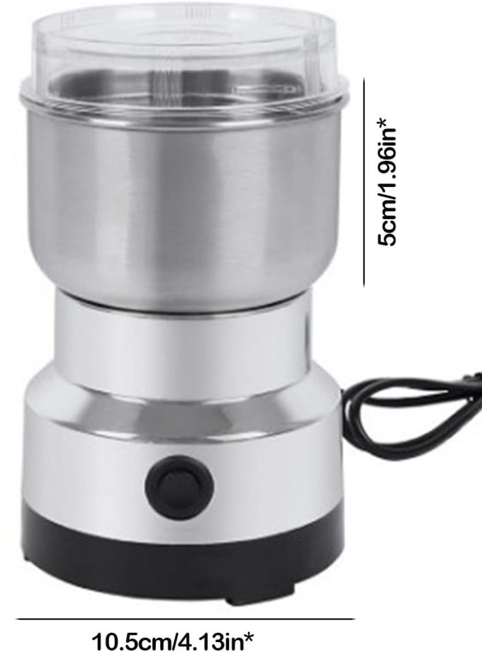 Stainless Steel Electric Coffee Grinder, Quiet Spice Grinder, One Touch Coffee Mill for Beans, Spices and More