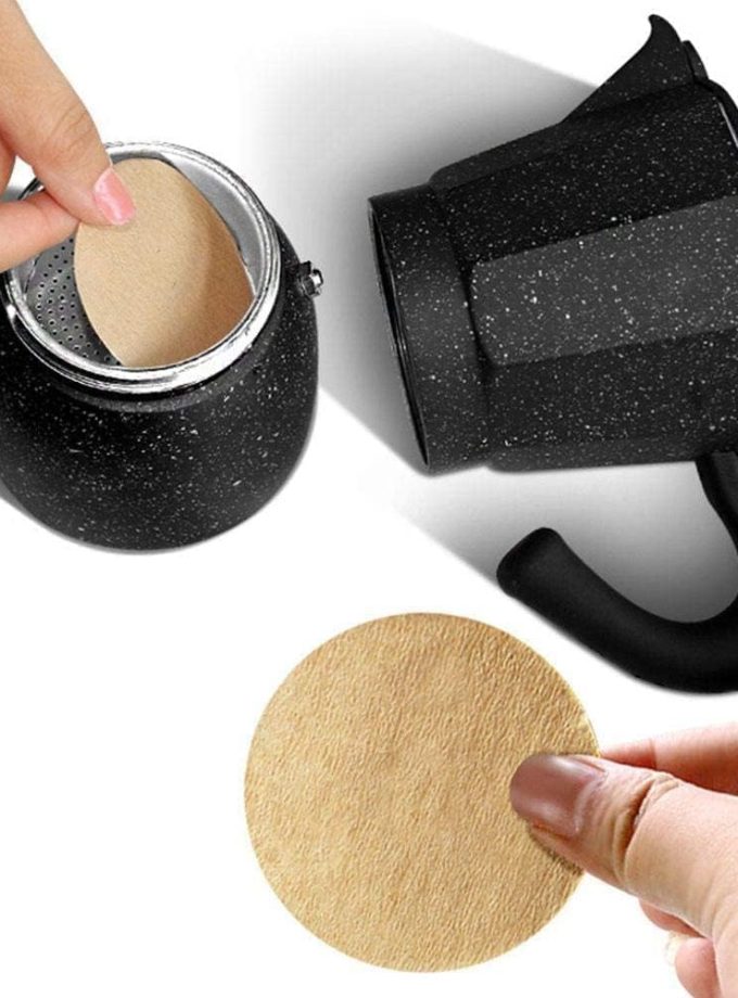 100 Pcs Brown Coffee Filter Moka Pot Filter Paper, Natural Brown, Disposable Coffee Filters