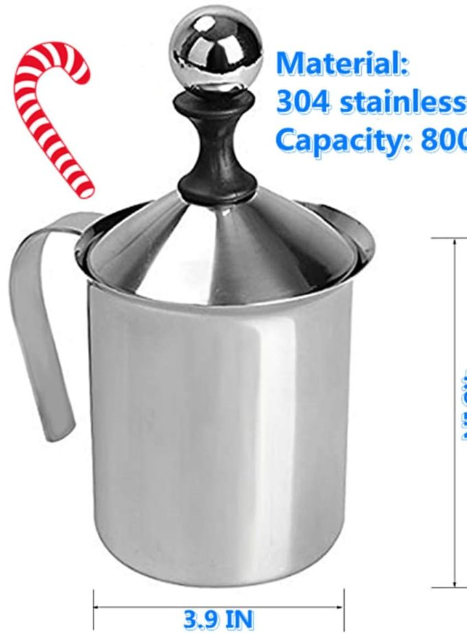 304 Stainless Steel Double-layer Manual Foamer for Milk Coffee, etc. (27 oz)