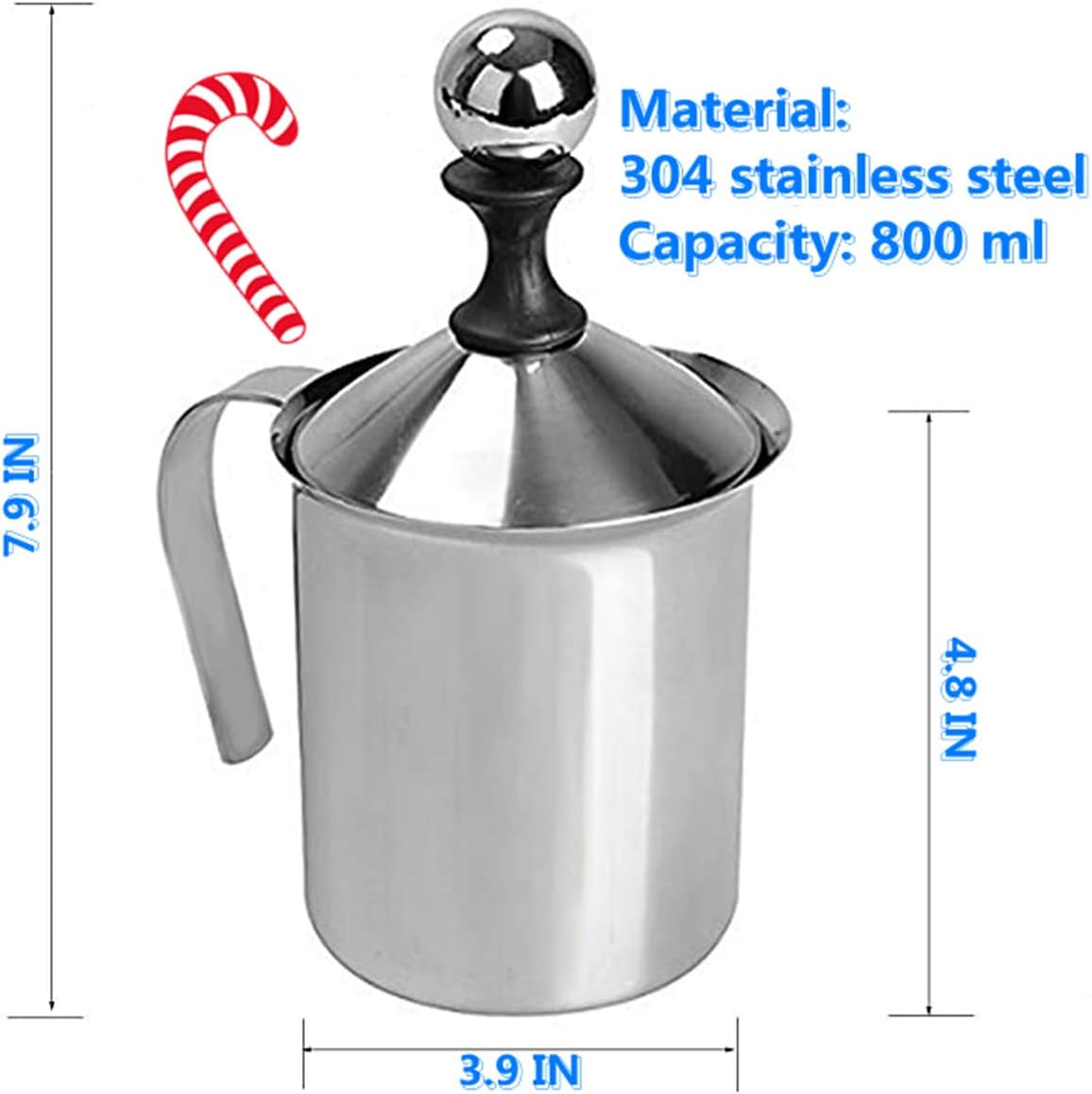 304 Stainless Steel Double-layer Manual Foamer for Milk Coffee, etc. (27 oz) - Image 2