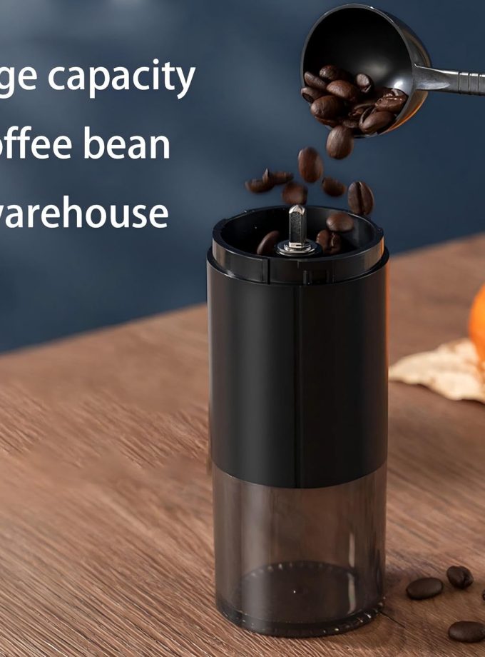 Manual Coffee Grinder with Ceramic – Stepless Adjustable for Espresso French Press – Hand Crank, Portable for Camping Travel Home – with 100°C Coffee Thermometer (Black)