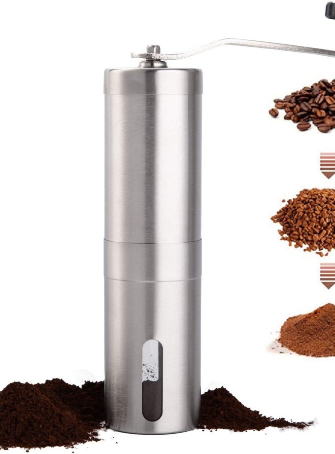 Manual Coffee Bean Grinder Stainless Steel Hand Mill Ceramic  for , Drip Coffee, Espresso, French Press, Turkish Brew, for gift