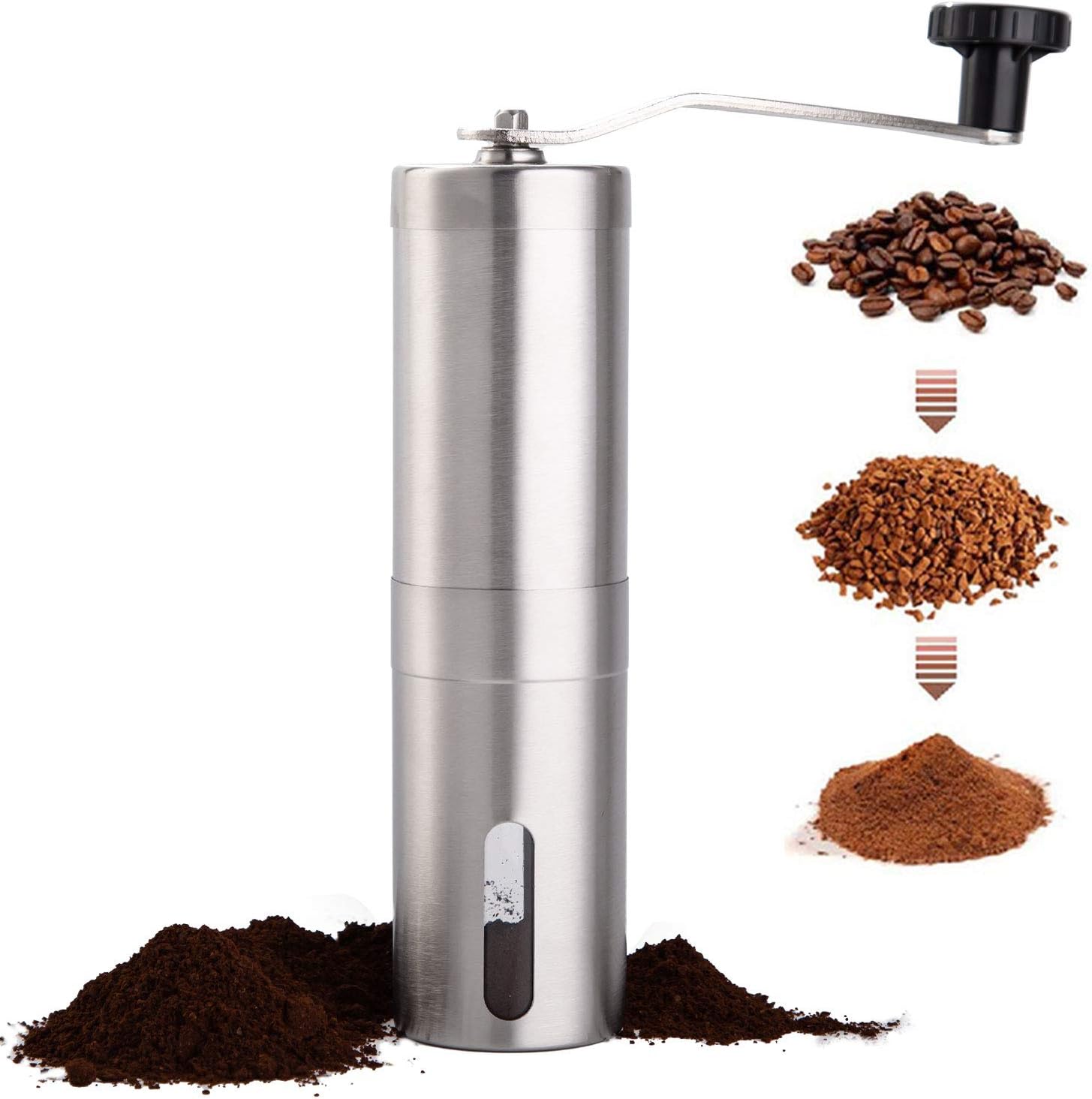 Manual Coffee Bean Grinder Stainless Steel Hand Mill Ceramic for , Drip Coffee, Espresso, French Press, Turkish Brew, for gift