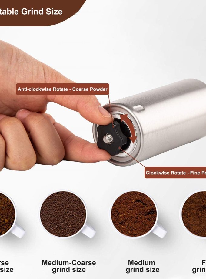 Manual Coffee Bean Grinder Stainless Steel Hand Mill Ceramic for , Drip Coffee, Espresso, French Press, Turkish Brew, for gift