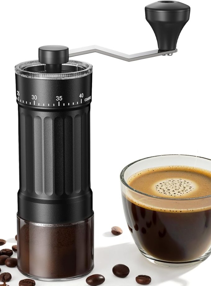Mini Manual Coffee Grinder with 40 Adjustable Settings, Portable Hand Coffee Bean Mill with 30g Capacity, Conical Coffee Grinder with Crank for Travel, Camping, Office, Espresso, Pour Over, etc