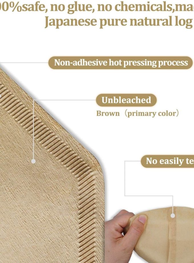 4 Cone Coffee Filter 8-12 Cup, 200 Count Unbleached Natural Paper, No Blowout, Disposable for Pour Over and Drip Coffee Maker