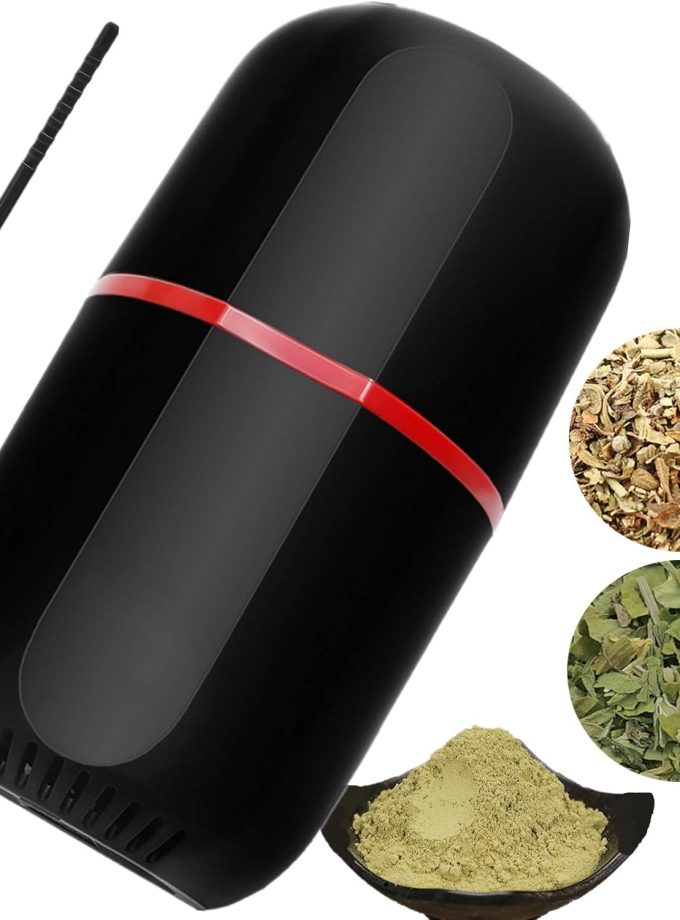 Herb Grinder Electric, Large Herbal/Coffee Grinders/Mill/Crusher for Spice and Herbs With Cleaning Brush - Black