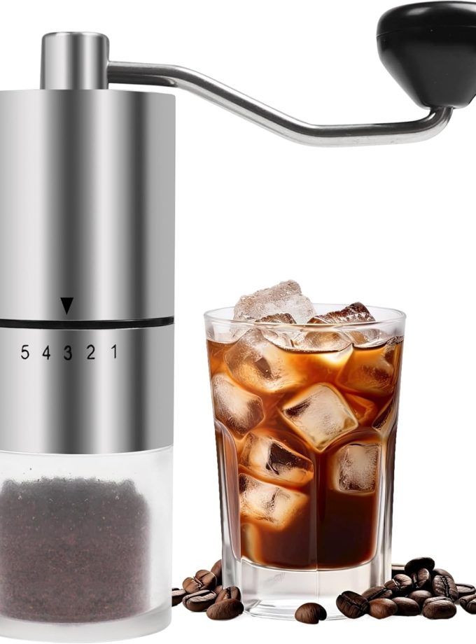 Manual Coffee Grinder With Ceramics  For Espresso,French Press,5 Adjustable Settings,Hand Maker with Built-In ,For Home Use and Camping Travel,Coffee Bean Grinders With Hand Crank