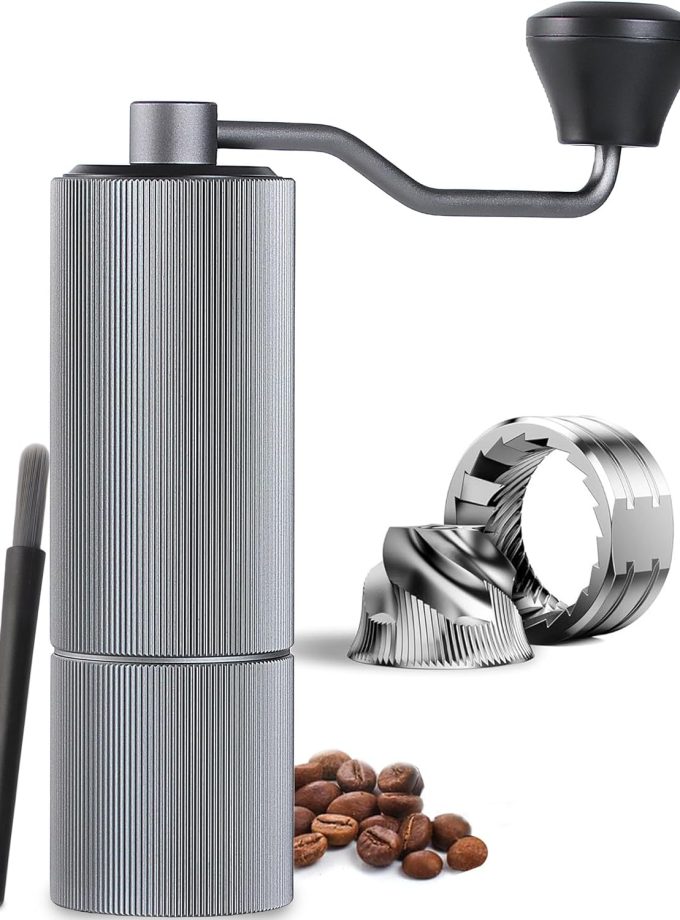 Mini Manual Coffee Grinder, 40 Adjustable Settings, Portable Hand Mill with 30g Capacity, Conical  for Espresso, Pour Over, Travel, Camping, Office (Gray)