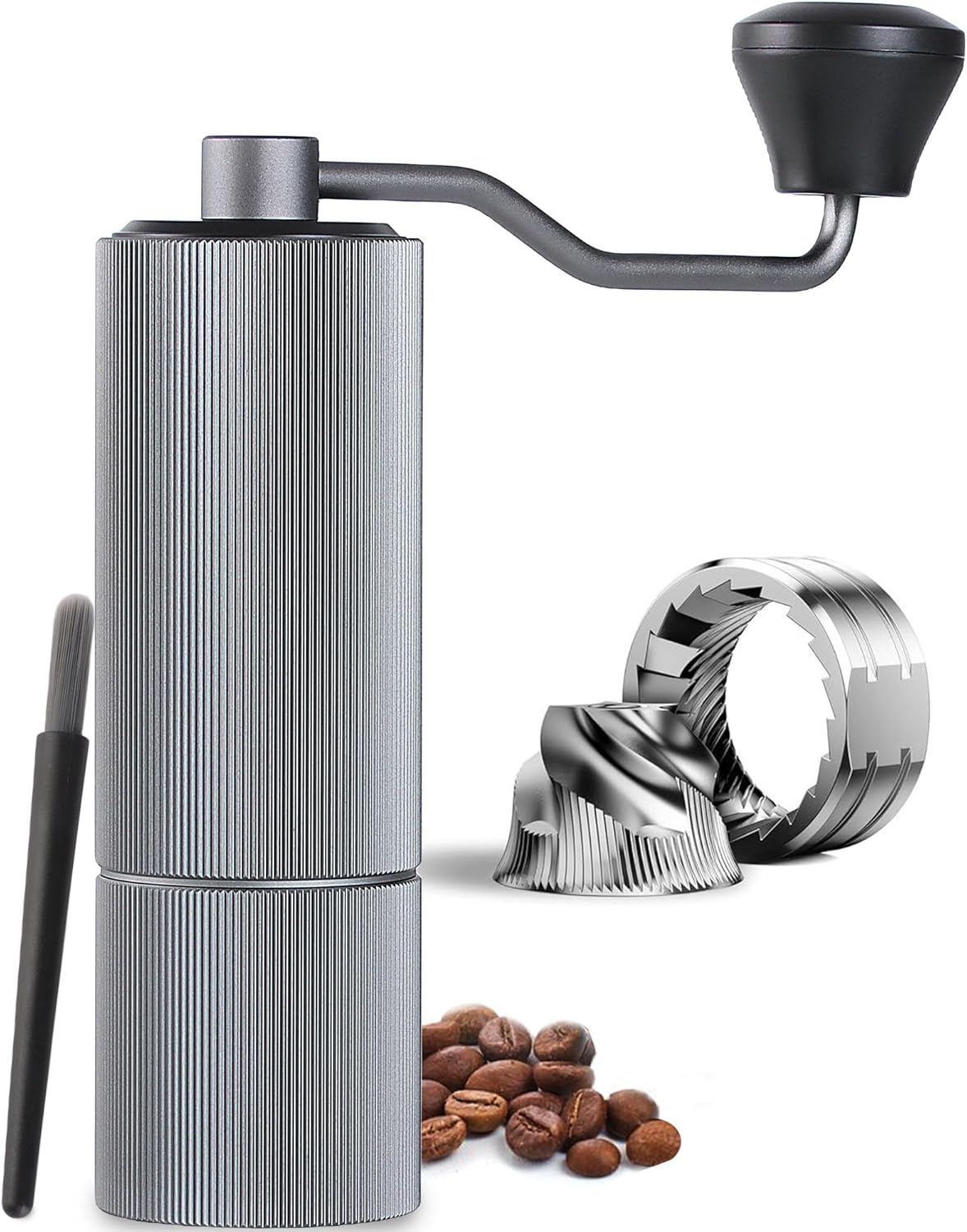 Mini Manual Coffee Grinder, 40 Adjustable Settings, Portable Hand Mill with 30g Capacity, Conical for Espresso, Pour Over, Travel, Camping, Office (Gray)